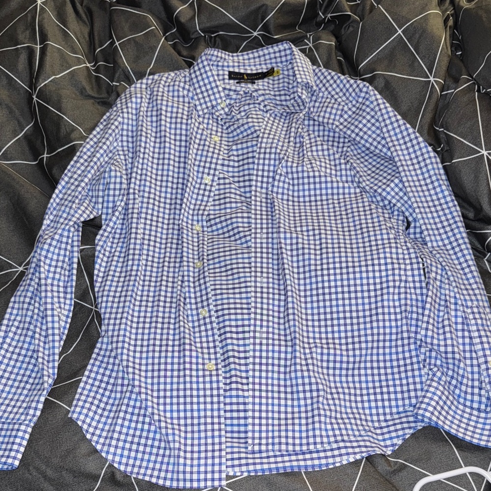 Ralph Lauren Blue and White Plaid Shirt